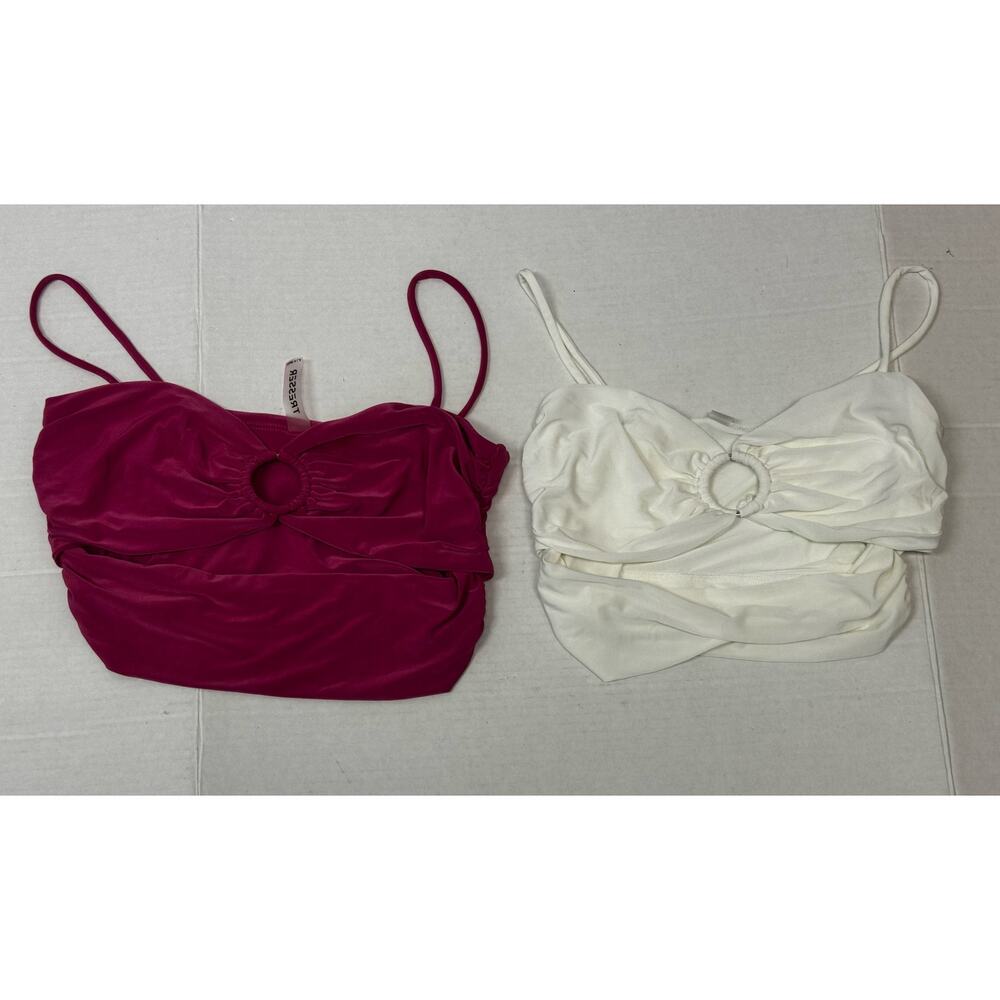 TRESSER Lot Of 2 Women's Tank Tops Open Abdomen 1 Pink 1 White Size M